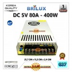 Power Supply Trafo Brilux DC 5V 80A | 400W - SLIM + FAN (Super Quality)